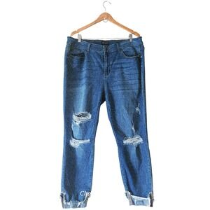 Judy Blue Skinny Fit Distressed Ripped Cuff Ankle Medium Wash Stretch Jeans 20W